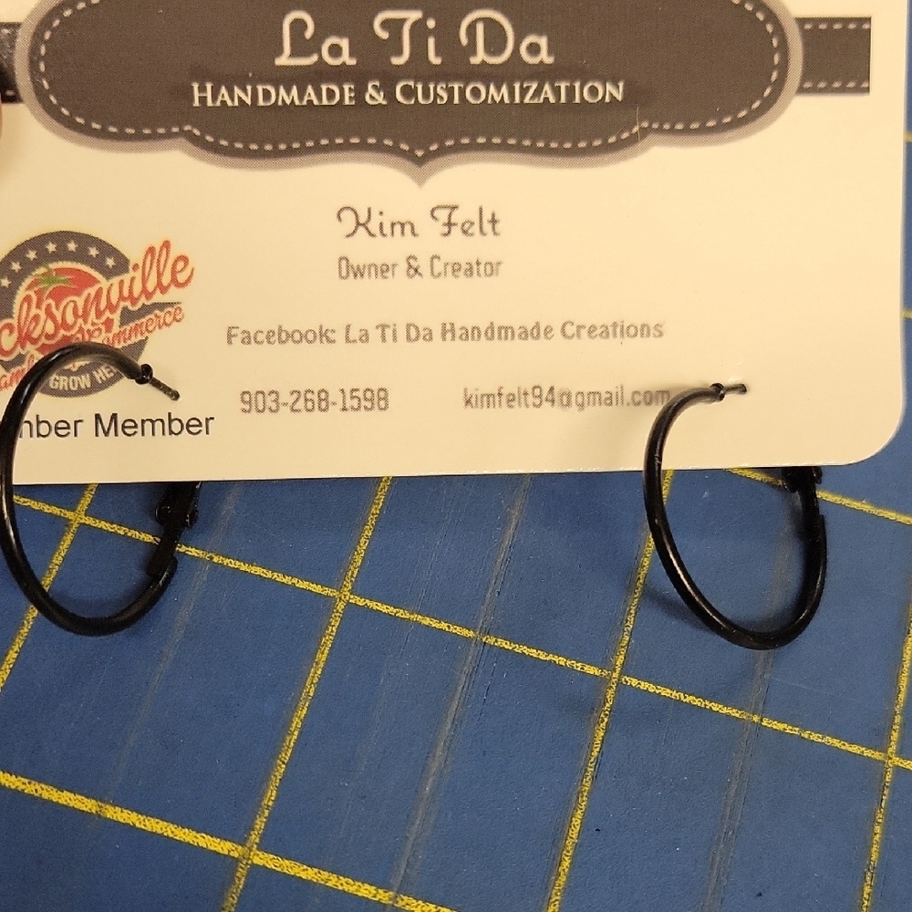 Black Hoop 1" Earrings